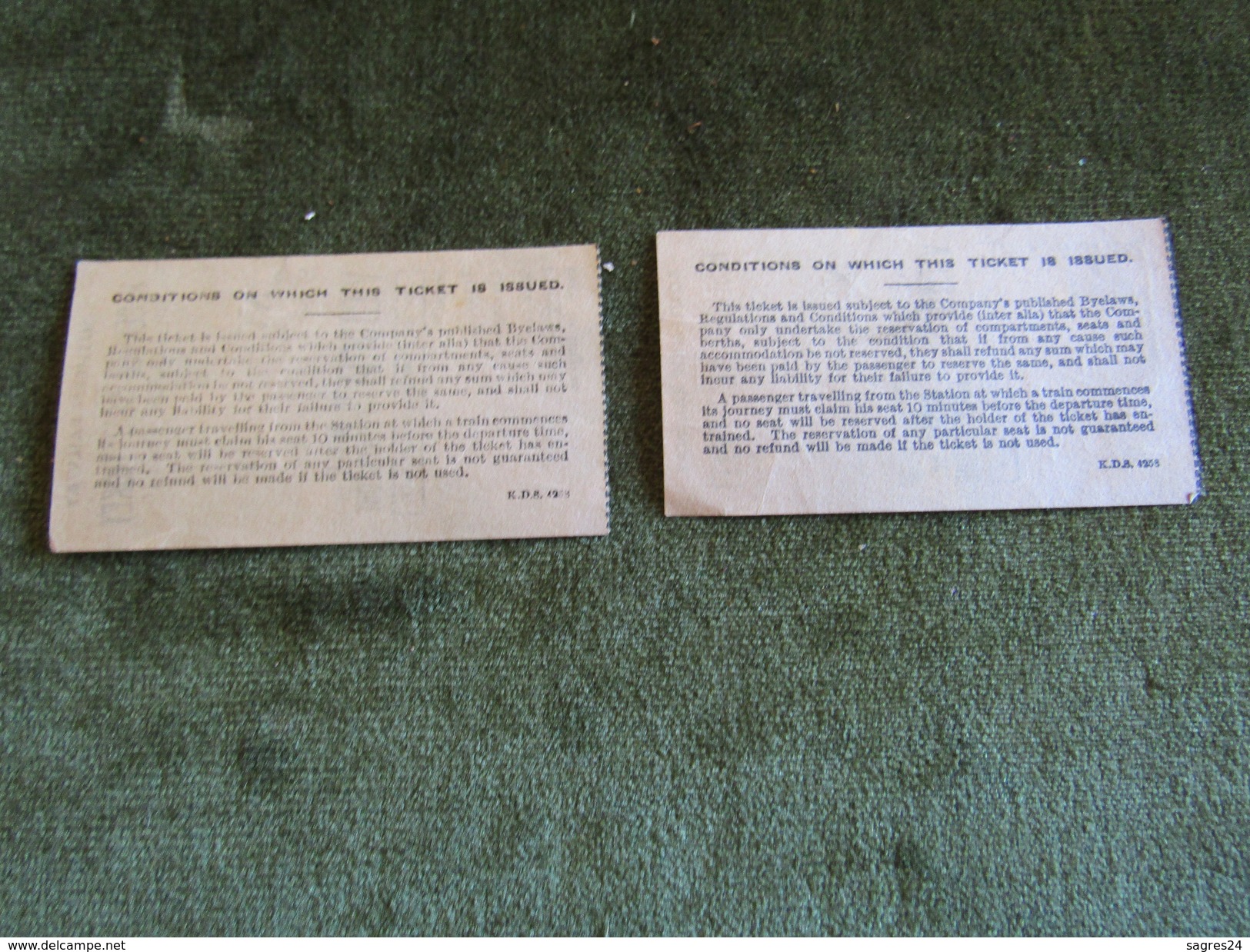 Two Tickets Southern Railway First Class Victoria To Dover Or Folkestone 1947 - Europa