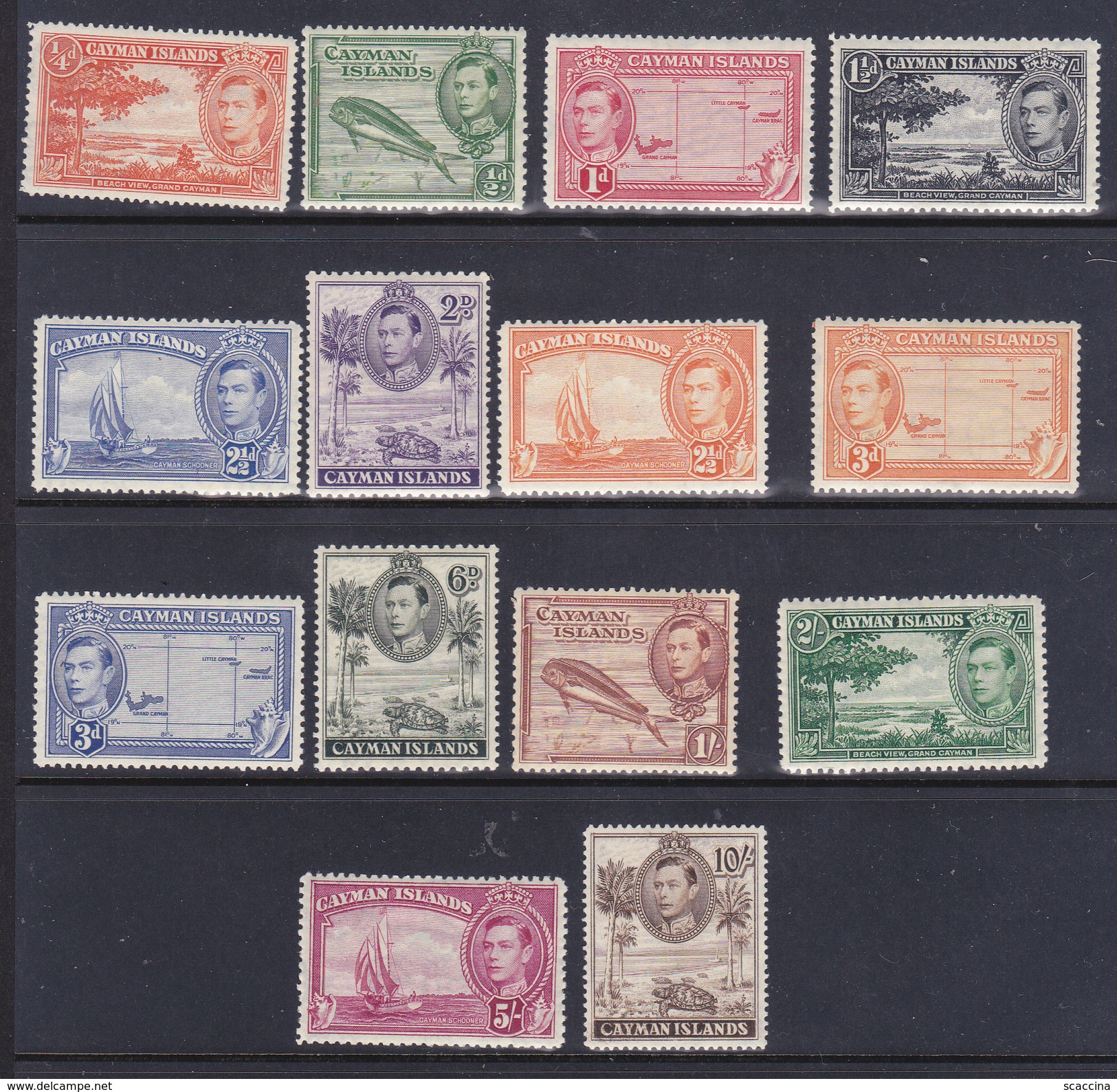 Cayman  Re Giorgio VI   1937-47   Serie Cpl 14 Val  Yv 104-15 + 118-19  MLH * /**. - Cayman (Isole)