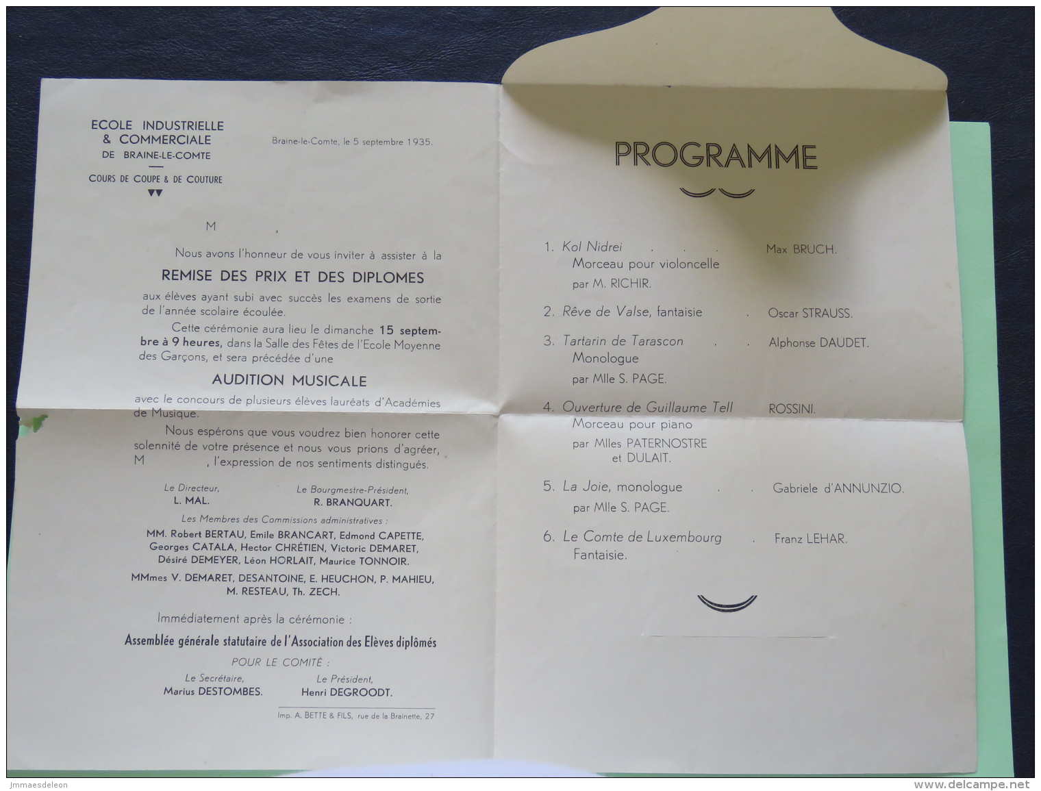 Belgium 1935 Cover Braine Le Compte To Braine Le Compte - Gleaner - Graduation Program - 1932 Ceres And Mercurius