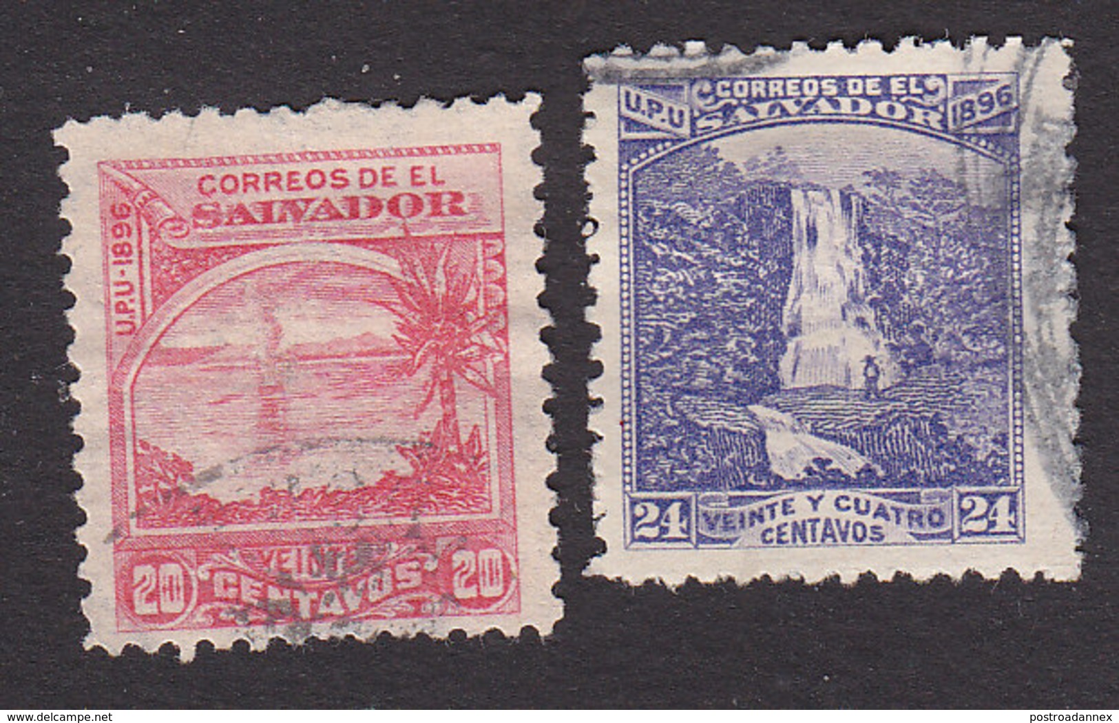 El Salvador, Scott #157J, 157K, Used, Lake Ilopango, Waterfall, Issued 1896 - El Salvador