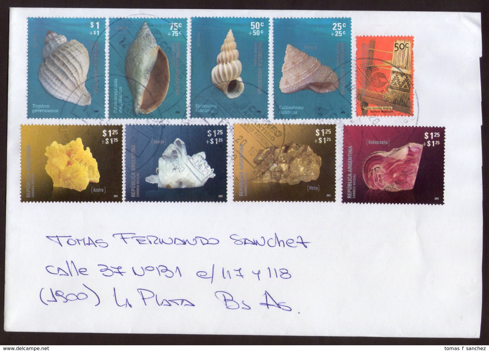 Argentina - 2016 - Lettre - Minerals - Shells Coquillages Muscheln - Storia Postale