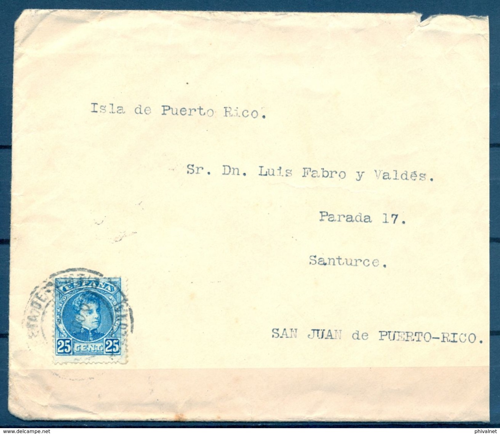 1927 , BARCELONA - SAN JUAN DE PUERTO RICO , SOBRE CIRCULADO , LLEGADA AL DORSO. - Cartas & Documentos