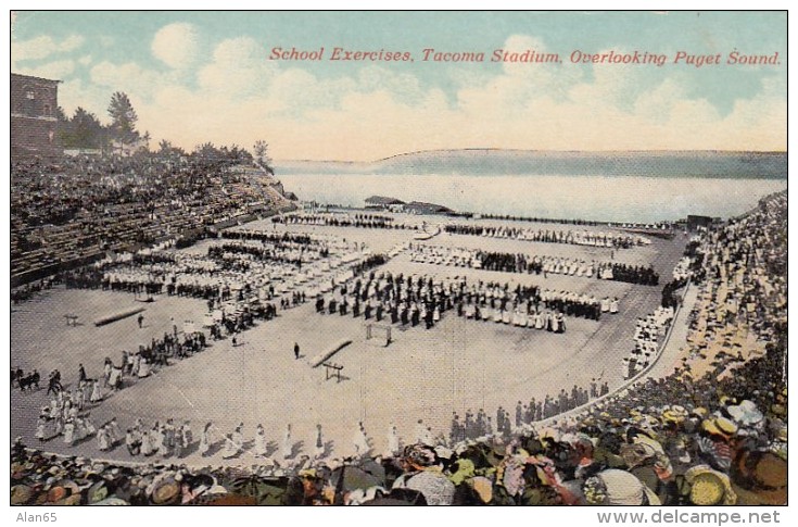 Tacoma Washington, Stadium High School, Exercises In Stadium, C1910s Vintage Postcard - Tacoma