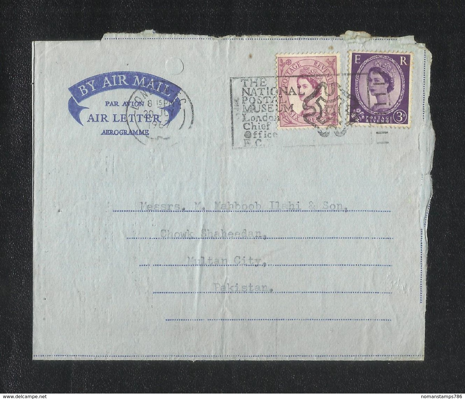 Great Britain England 1967 Slogan Postmark Air Mail Postal Used Air Letter Aerogramme Cover London To Pakistan - Interi Postali