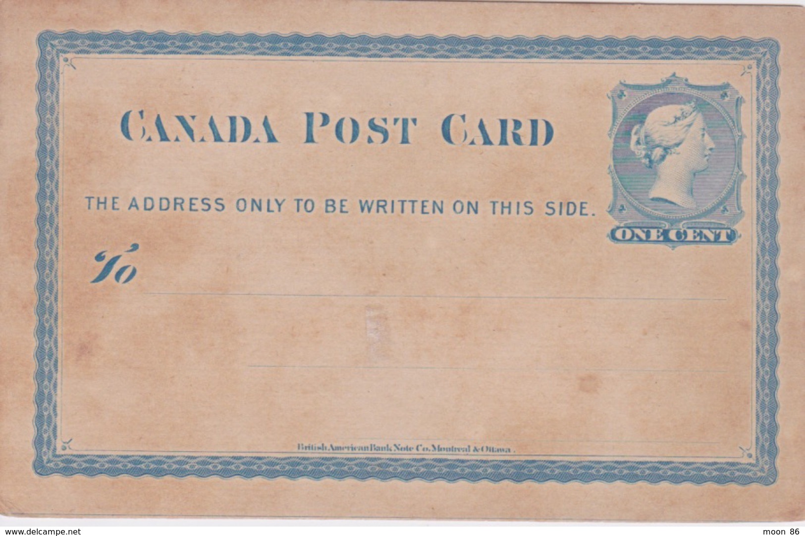 1872  N 2  - CANADA  Entier Postal - VIERGE - 1860-1899 Regering Van Victoria