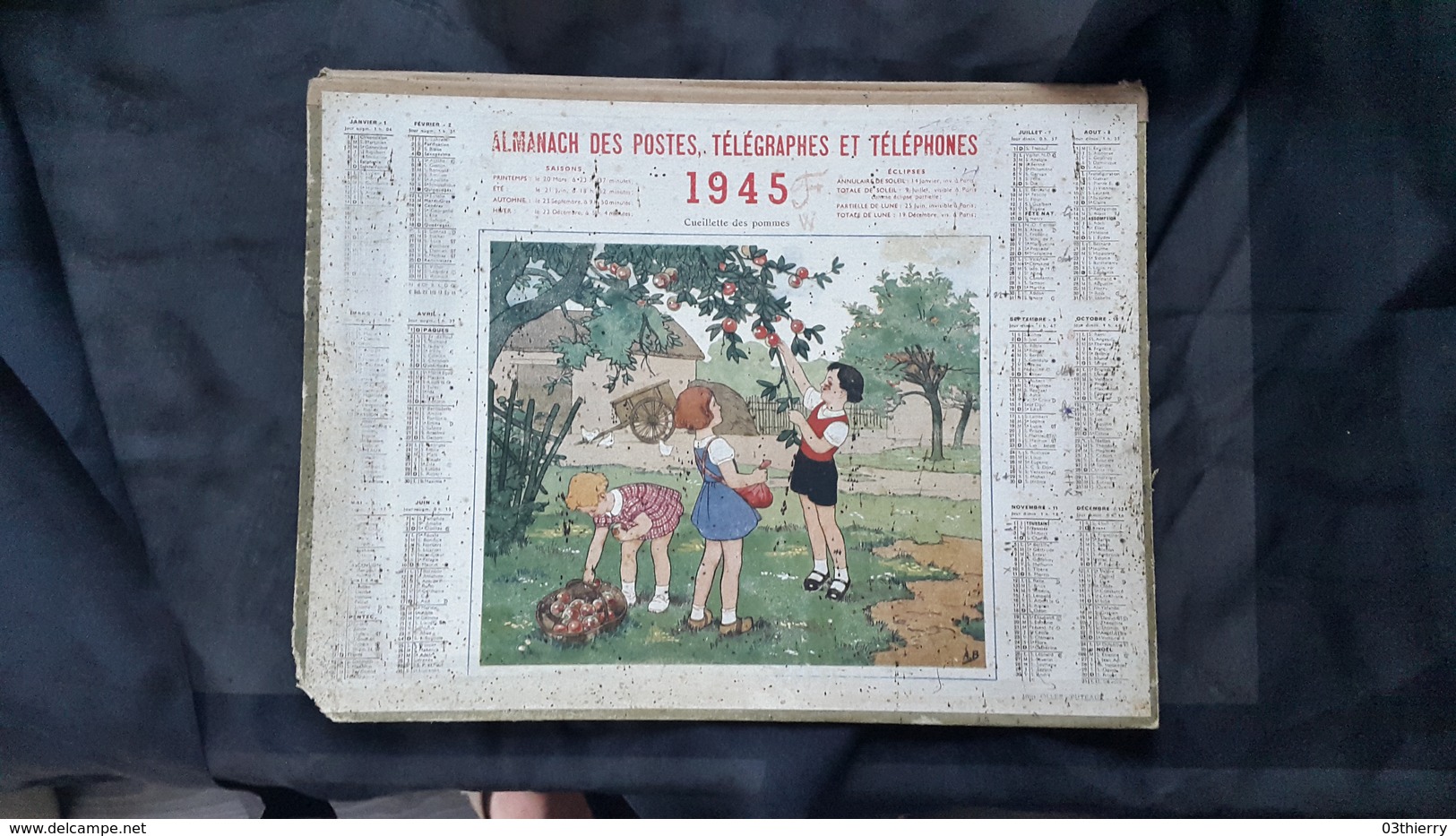 CALENDRIER ALMANACH DES POSTES ET TELEGRAPHES 1945