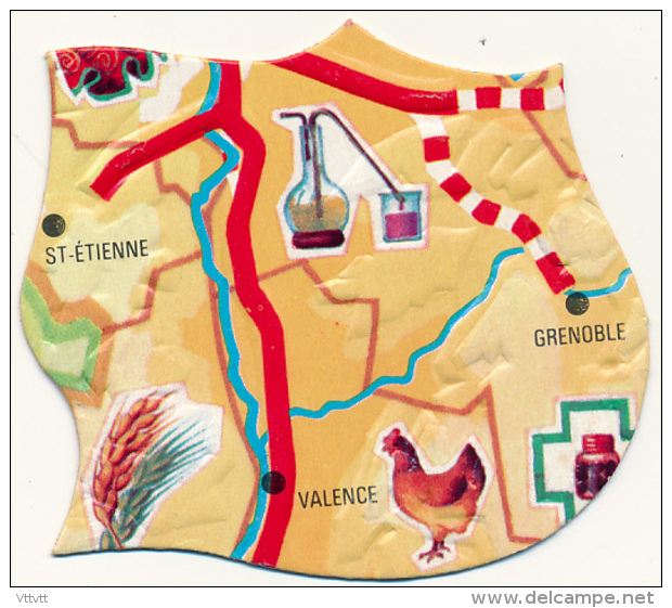 Ancien Chromo YOPLAIT : Le Puzzle Carte De France, Saint-Etienne, Valence, Grenoble, Poule, Alambic... (2 Scans) - Other & Unclassified