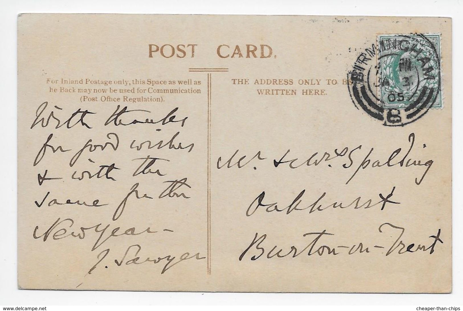 Sir James Sawyer - Card Sent By Him - Other & Unclassified