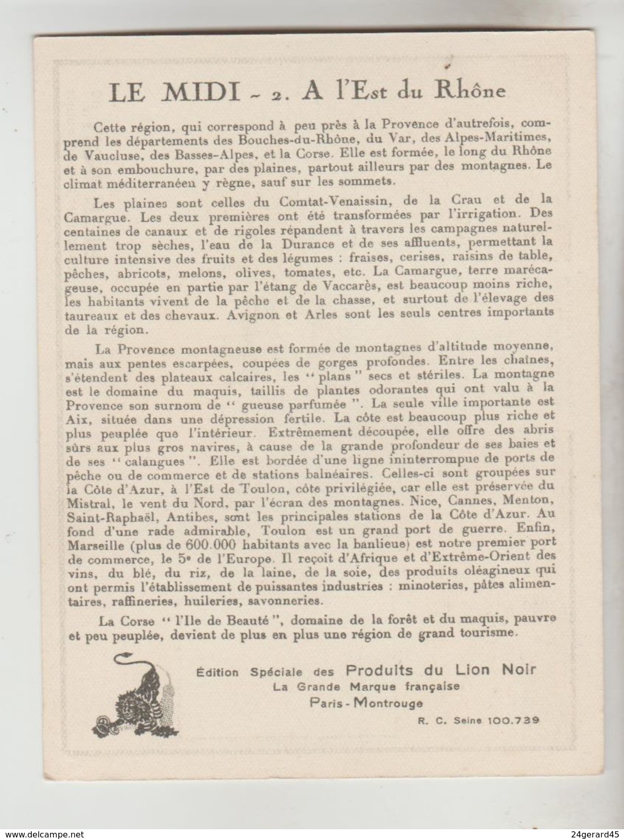 CARTON FORMAT CPSM CARTE GEOGRAPHIQUE PUBLICITAIRE - FRANCE Midi L'Est Du Rhone édition LION NOIR Fleurs Parfums Primeur - Maps