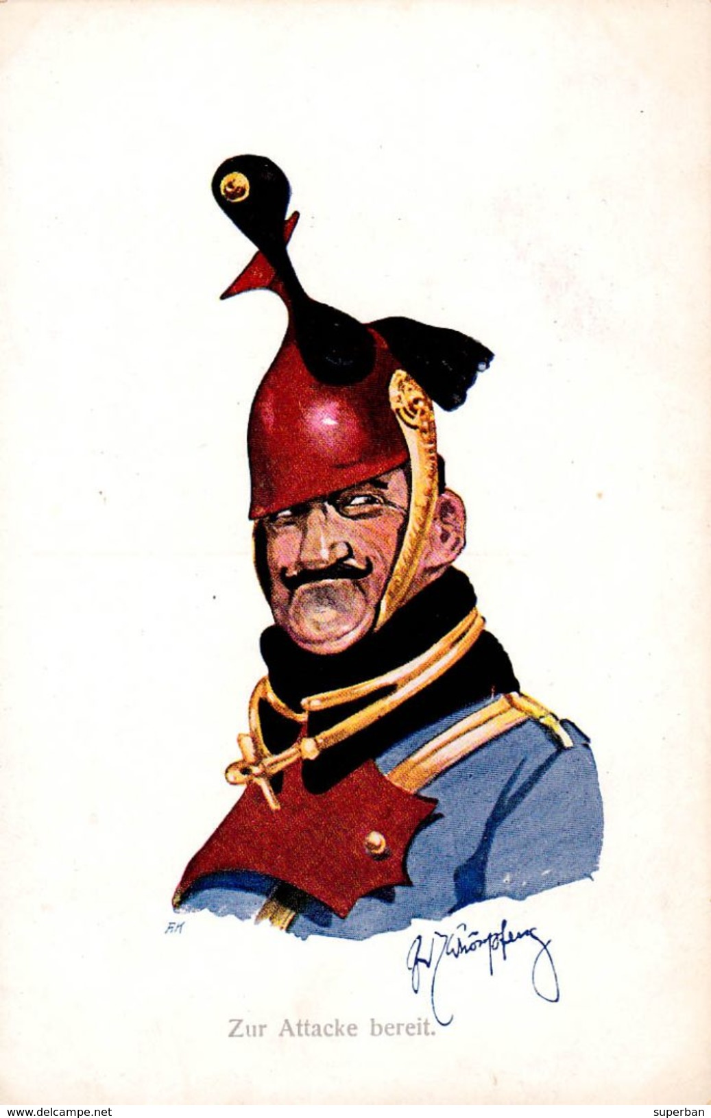 MILITARIA - OFFICER / OFFICIER : ZUR ATTACKE ... - ILLUSTRATION / ARTIST SIGNED : SCHOENPFLUG ~ 1903 - B.K.W.I. (w-574) - Schönpflug, Fritz