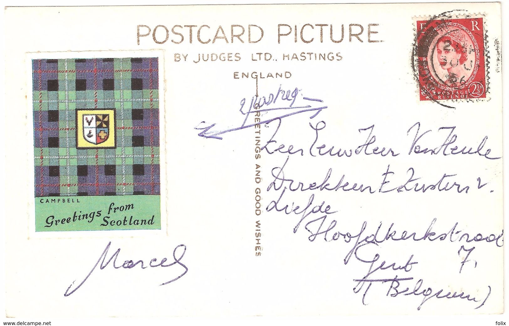 Dryburgh Abbey - Sir Walter Scott's Tomb - 1956 - Seal 'Greetings From Scotland' - Photo Card - Berwickshire