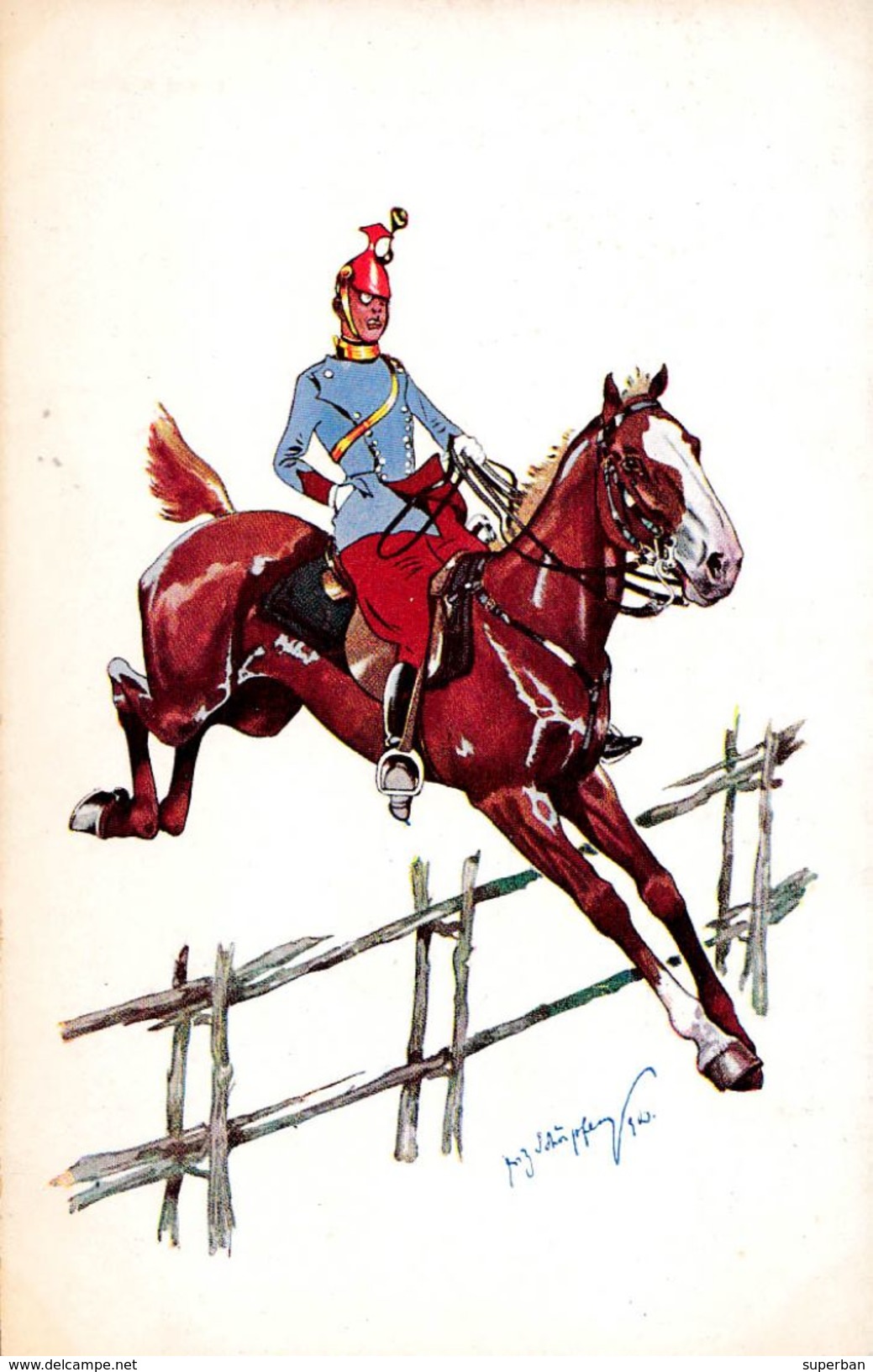 MILITARIA - RIDING OFFICER / OFFICIER À CHEVAL - ILLUSTRATION / ARTIST SIGNED : SCHOENPFLUG - 1903 - B.K.W.I. (w-577) - Schönpflug, Fritz