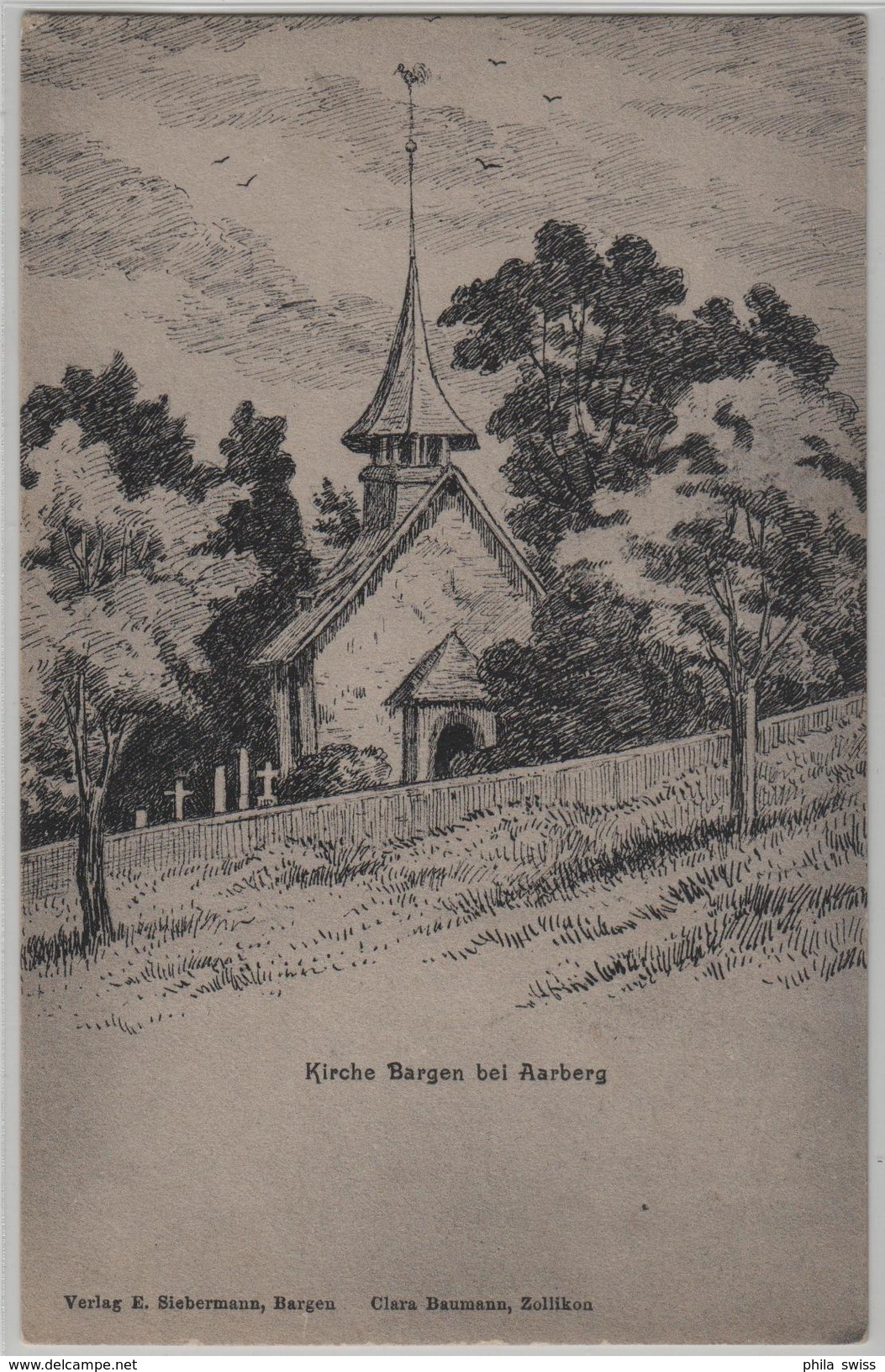 Kirche Bargen Bei Aarberg - Künstlerkarte Clara Baumann - Aarberg