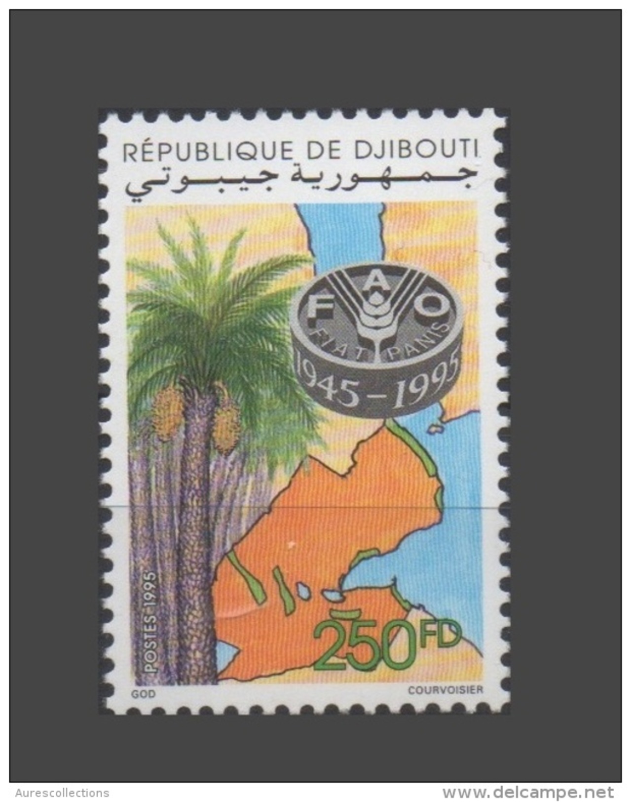 DJIBOUTI FAO 1945 - 1995 50 YEARS ANNIVERSARY WFO Palm Tree Palmier 1995 Yvert YT 719F MICHEL Mi 617 MNH ** RARE - Contre La Faim