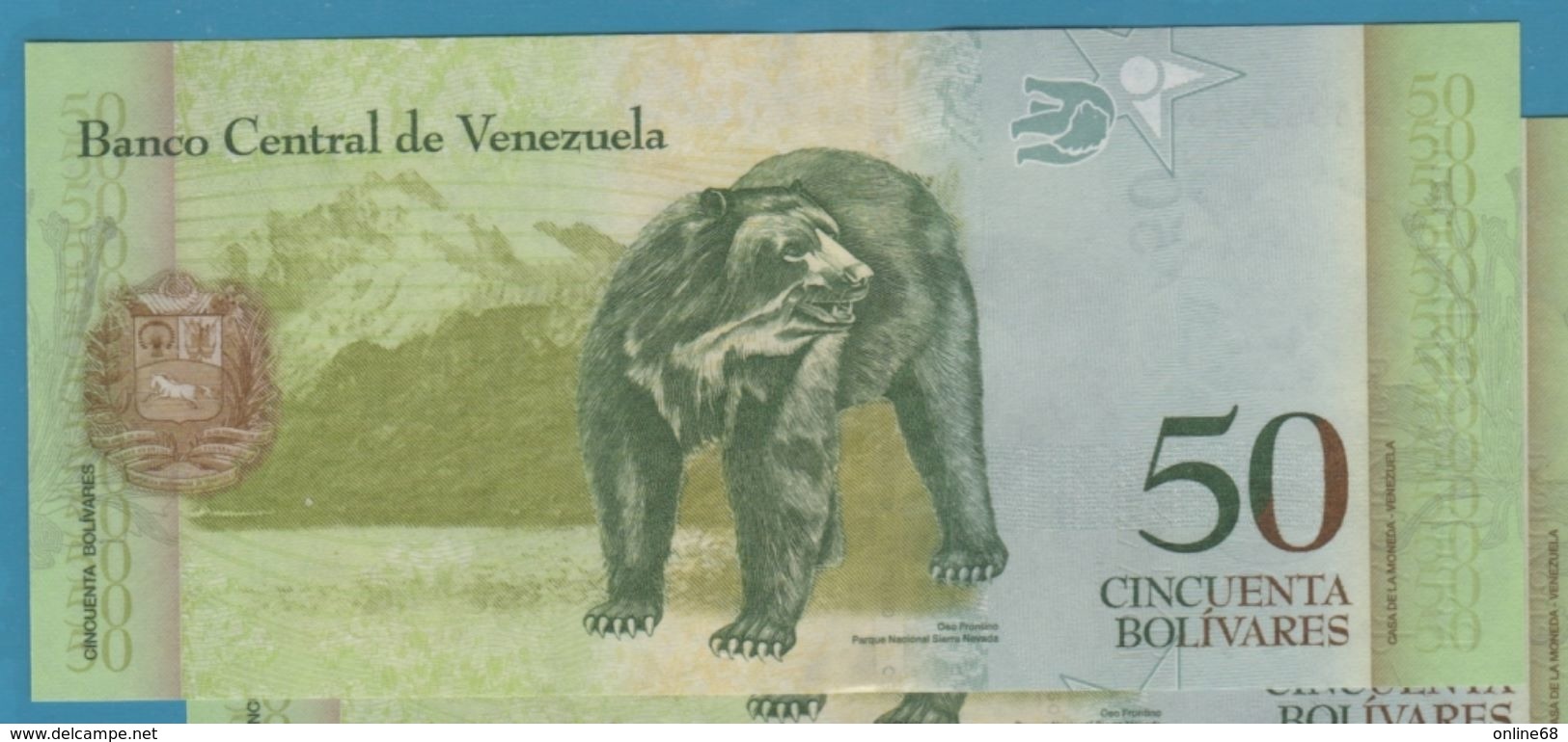 VENEZUELA 50 Bolivares 23.06.2015 Serie AH6993949x  P# 92j - Venezuela