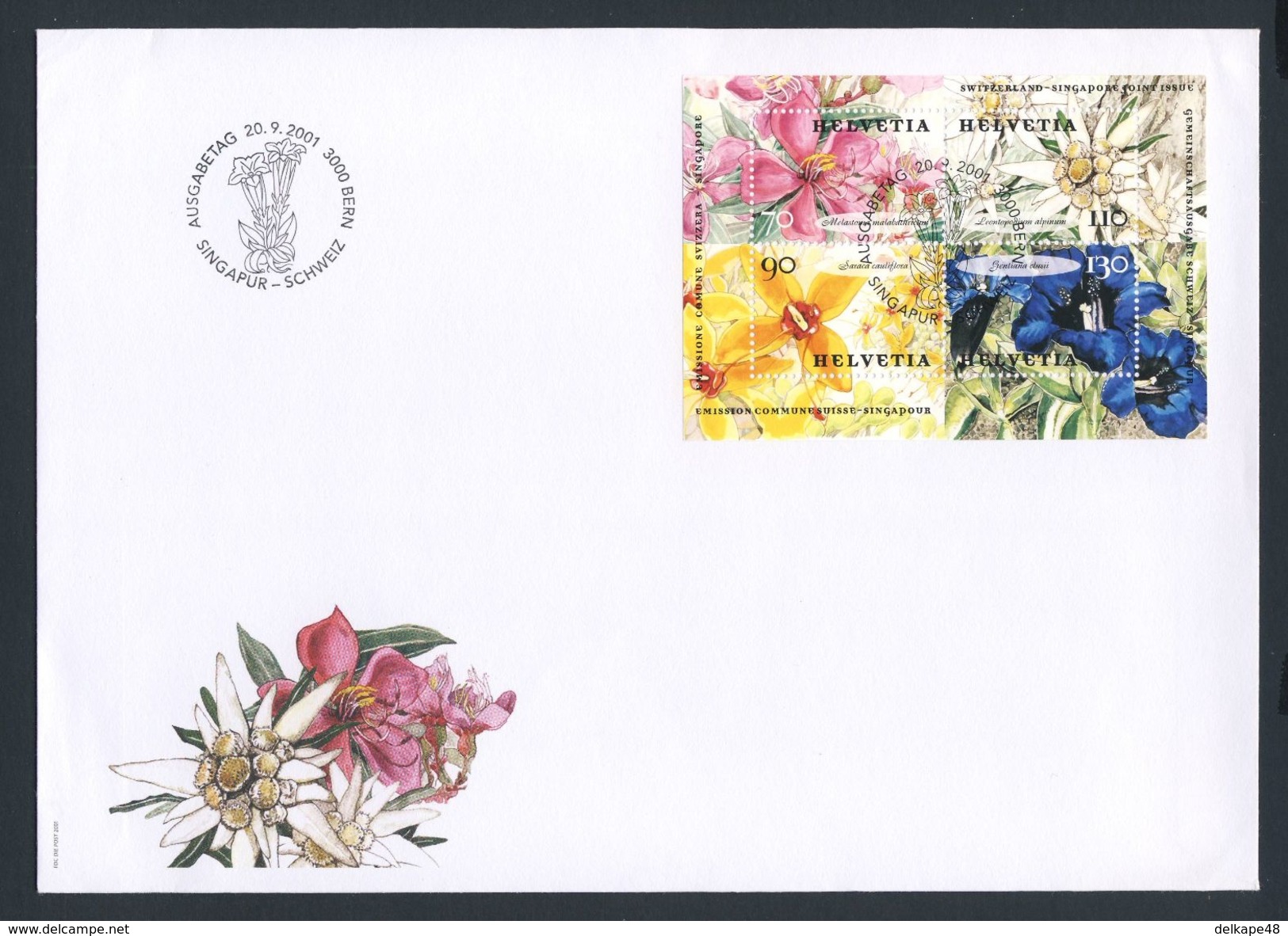 2001 Joint Issue / Gemeinschaftsausgabe - Schweiz - Singapore : Flowers / Blumen - Gezamelijke Uitgaven