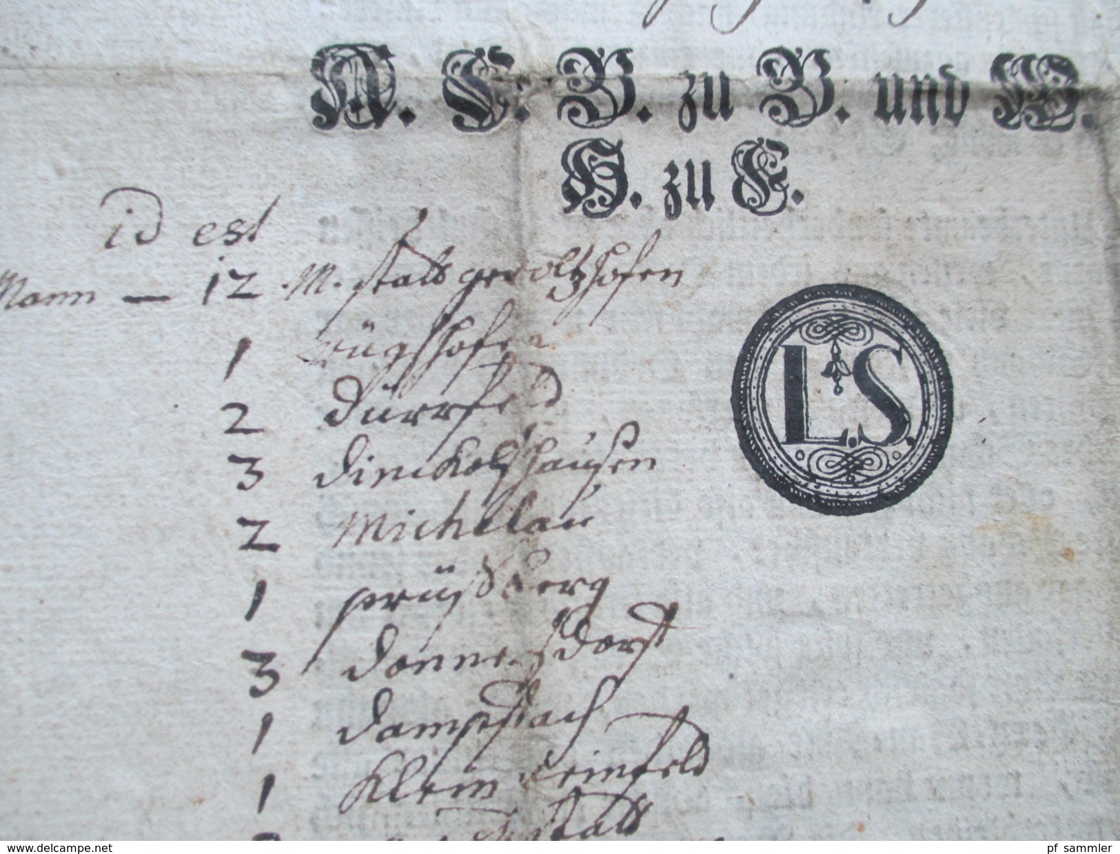 Hochfürstl. Wirzburg 1759 Dekret / Decretum. Von Gottes Gnaden Adam Friedrich Bischoff zu Bamberg und Wirzburg. RRR