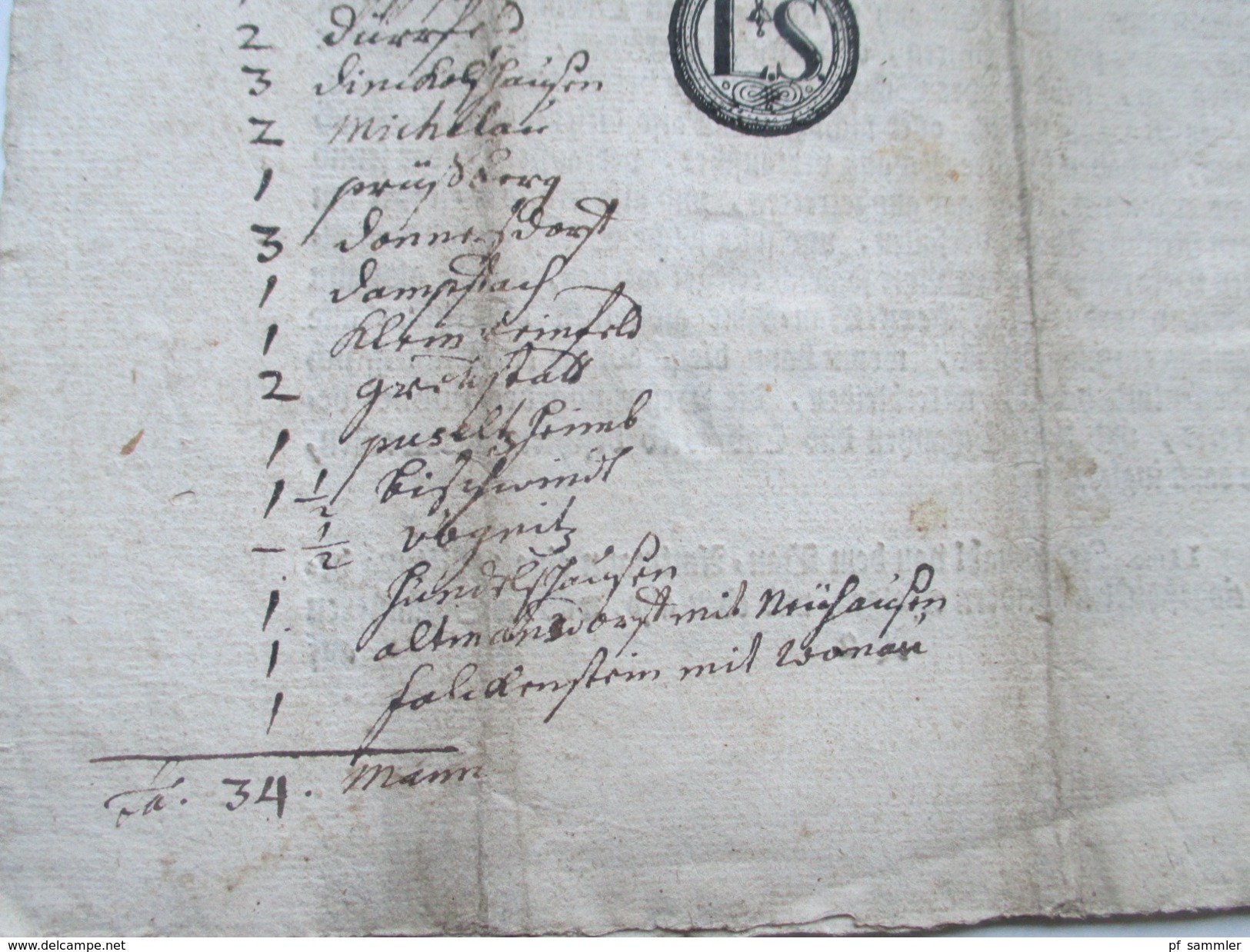 Hochfürstl. Wirzburg 1759 Dekret / Decretum. Von Gottes Gnaden Adam Friedrich Bischoff zu Bamberg und Wirzburg. RRR