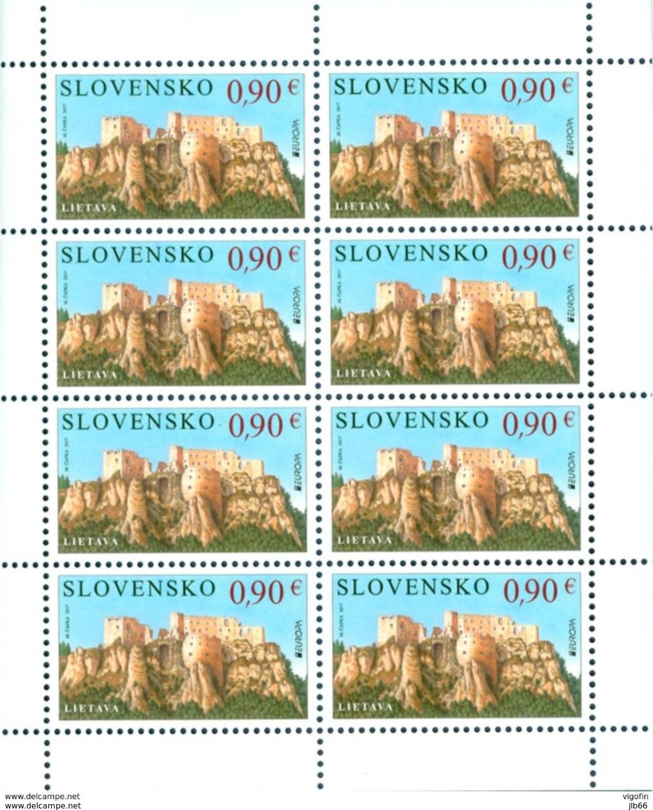 Slovaquie 2017 EUROPA Feuillet De 8 Timbres  Château De LIETAVA - Nuevos