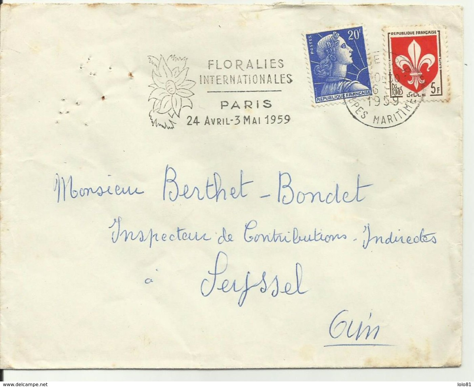 Lettre 1er Jour Du Tarif Nice RP 6 Janvier 1959 - Tarifs Postaux