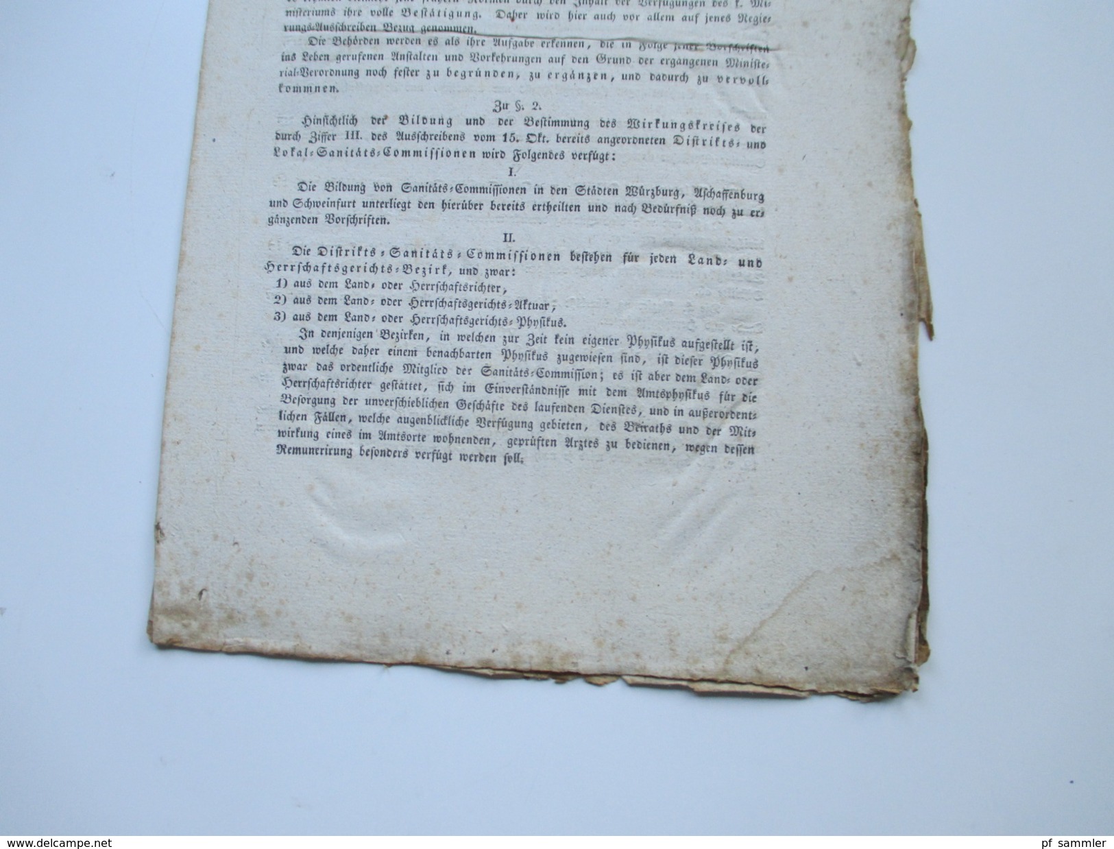 Im Namen SeinerMajestät Des Königs Würzburg 1832 Verordnung / Dekret Im Bezug Auf Cholera Morbus. RRR - Decreti & Leggi