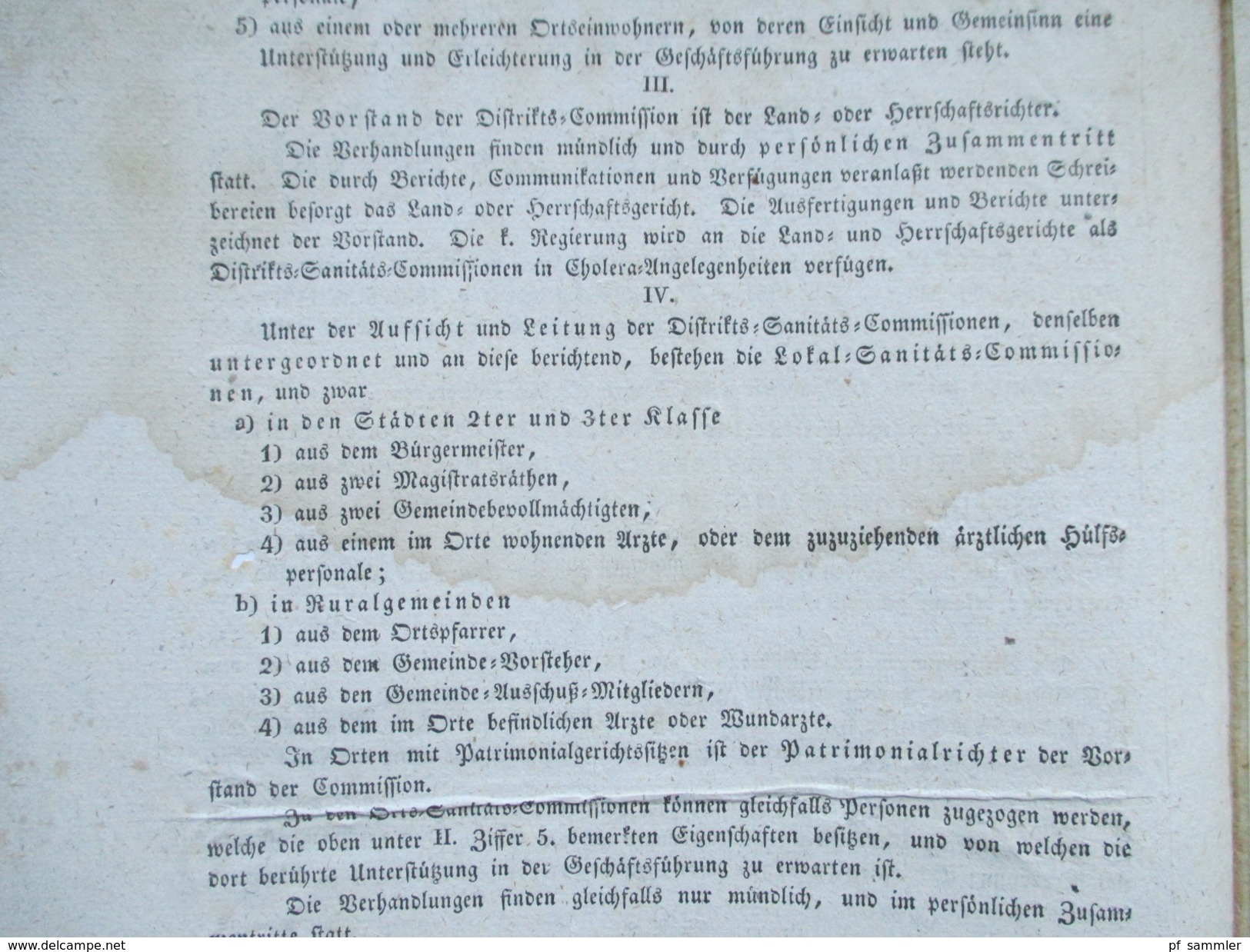 Im Namen seinerMajestät des Königs Würzburg 1832 Verordnung / Dekret im Bezug auf Cholera Morbus. RRR