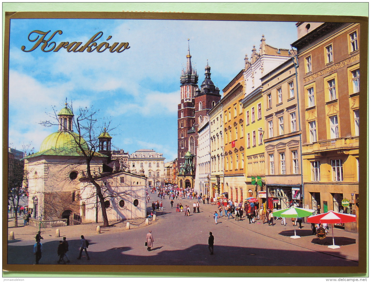 Poland 1999 Postcard ""Cracow Main Market Square St. Adalbert Church St Mary Church"" Krakow To England - Zodiac Aries - - Poland