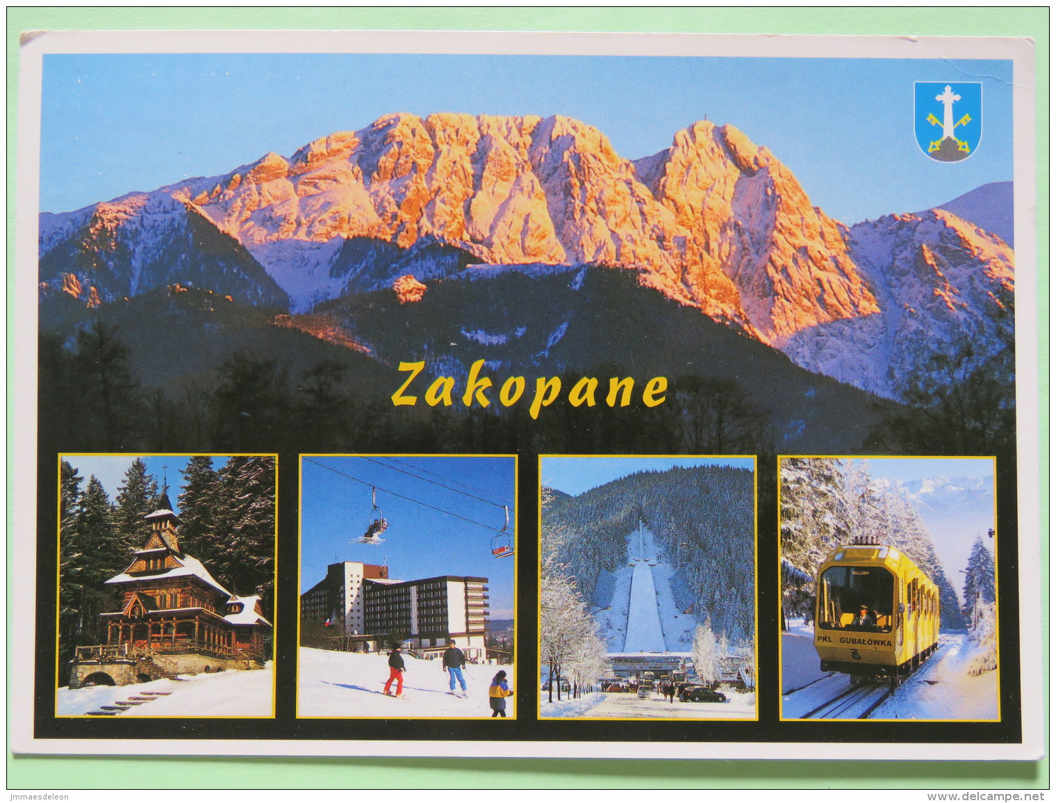 Poland 1999 Postcard ""Zakopane Mountains Arms Hotel Tramway Ski"" To England - Country Estates Bronowicach - Poland