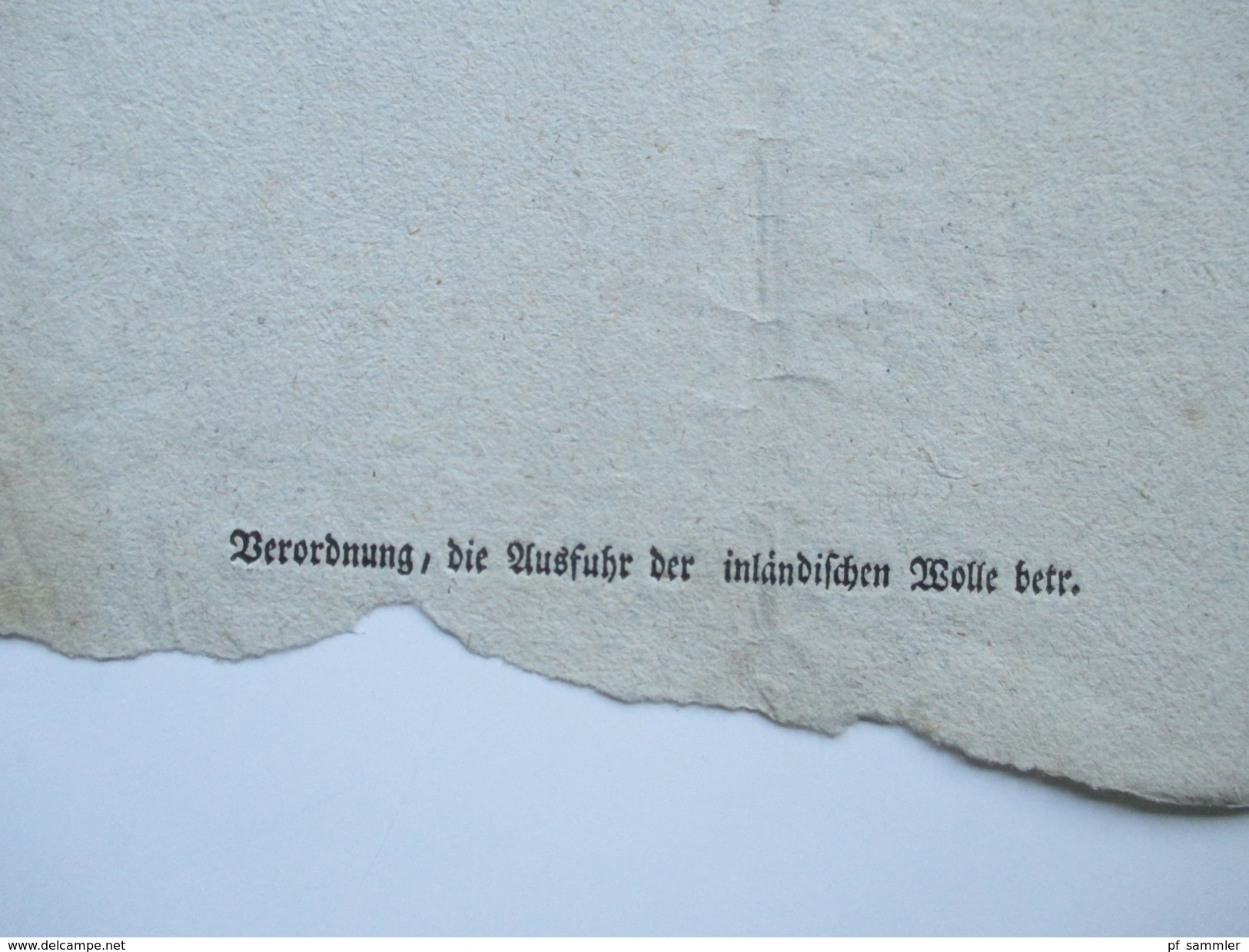 Dekret / Erlass / Würzburg 1802 Decretum. Verkauf Von Wolle / Keine Wolle Vor Jakobi Außer Land Zu Führen - Decretos & Leyes