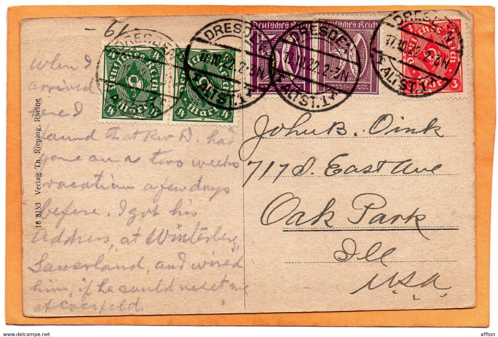 Rheine Germany 1922 Infla Postcard 5 Stamps - Rheine