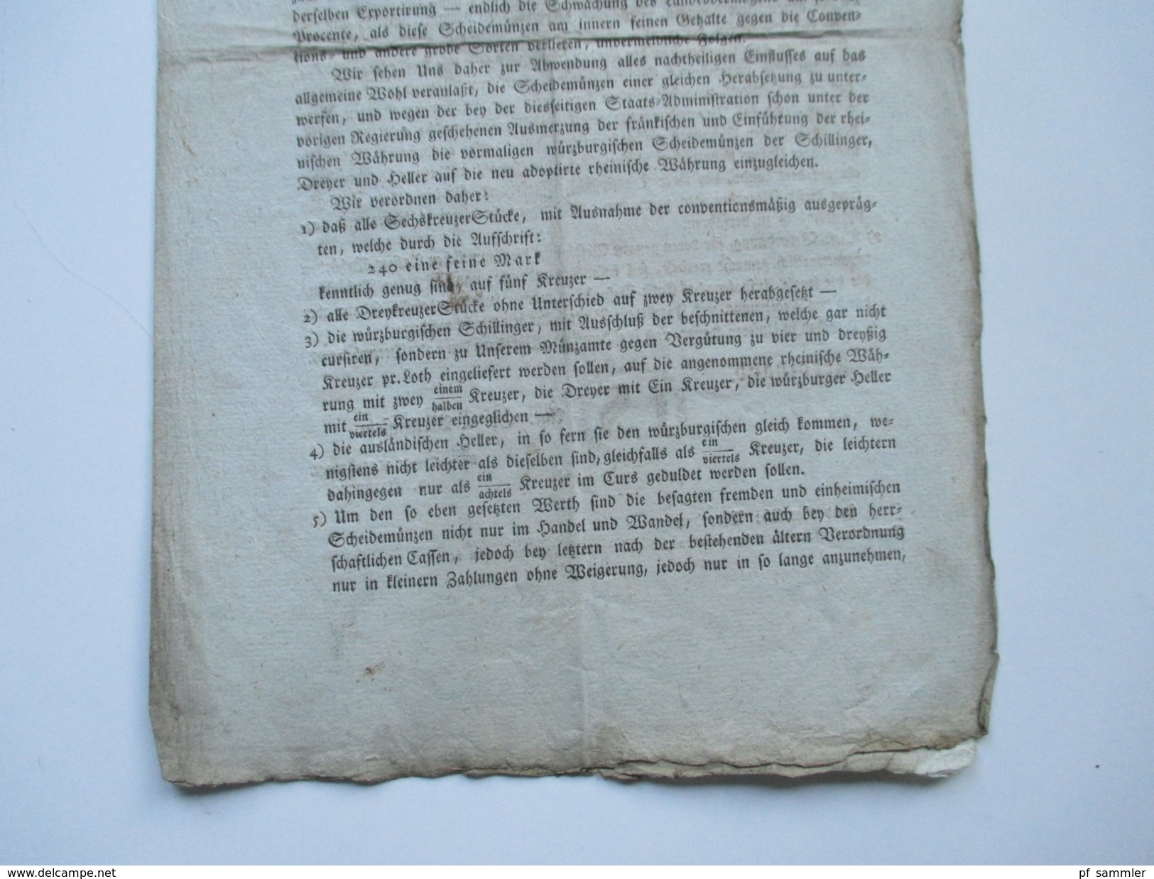 Franz Ferdinand Königlicher Prinz Von Ungarn Und Böhmen, Erzherzog Von Österreich. 1806 Dekret über Fremde Scheidemünzen - Decrees & Laws