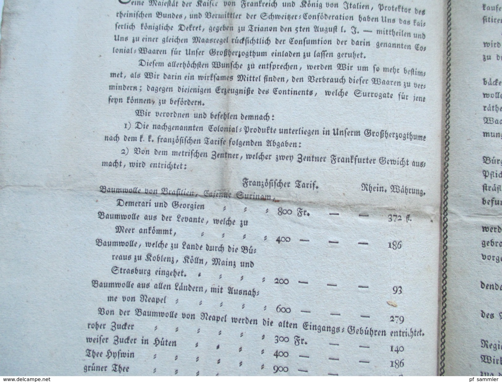 Franz Ferdinand Kaiserlicher Prinz Von Österreich Königl. Prinz Von Ungarn Und Böhmen. 1810 Kolonialwaren. Indigo Usw. - Gesetze & Erlasse