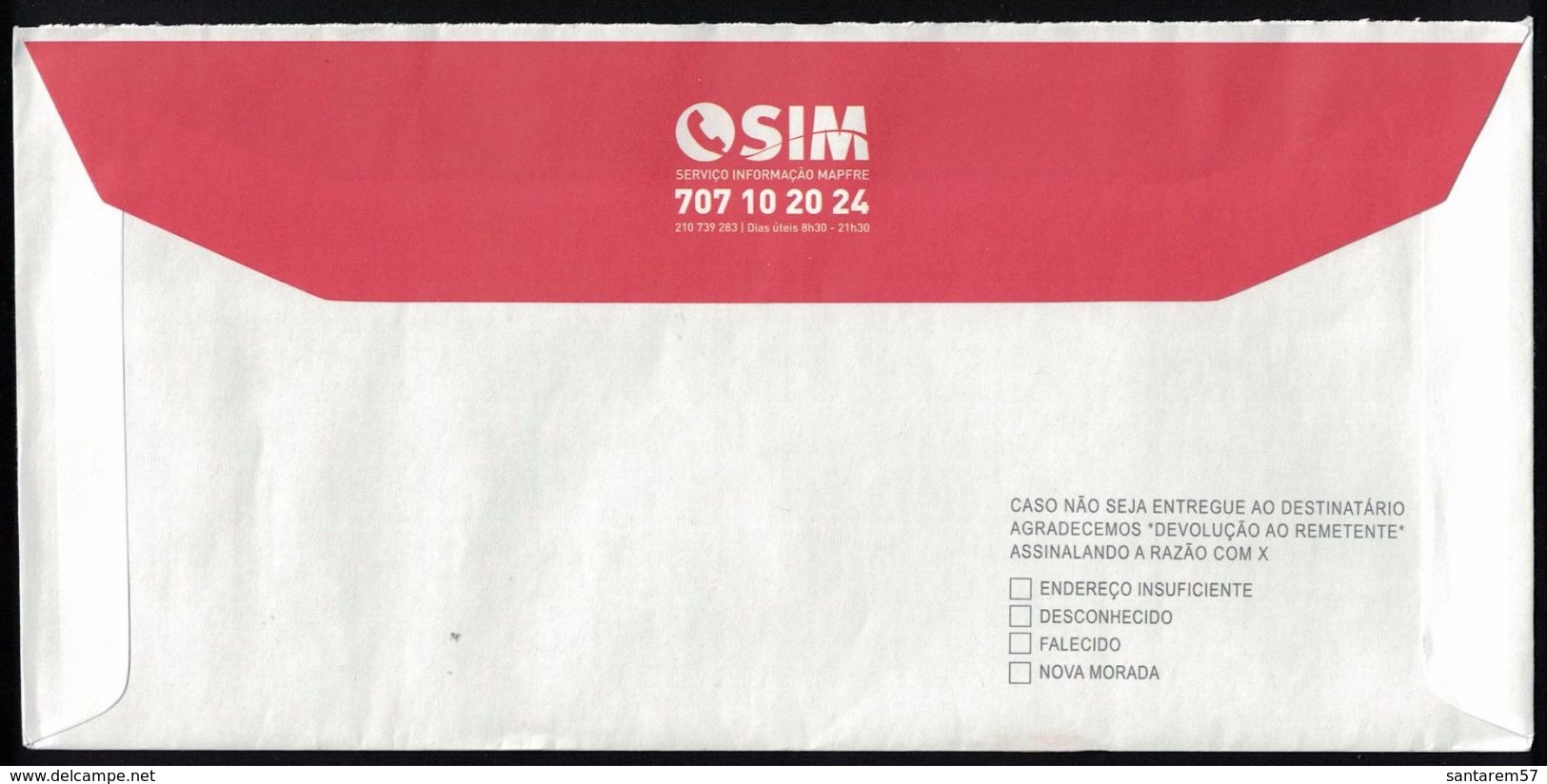 Portugal Enveloppe Taxa Paga Port Payé MAPFRE Seguros Assurances Contrat 315929 - Covers & Documents