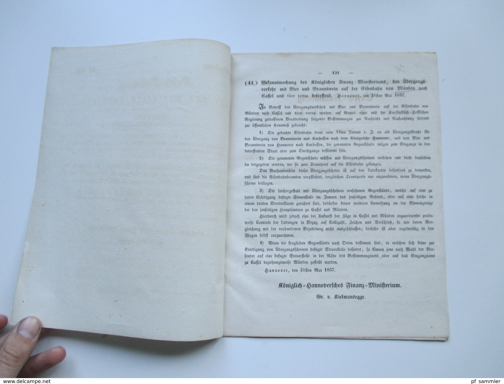 Gesetz Sammlung für das Königreich Hannover 1857 / 1866. Königl. Hannoversches Finanz Ministerium