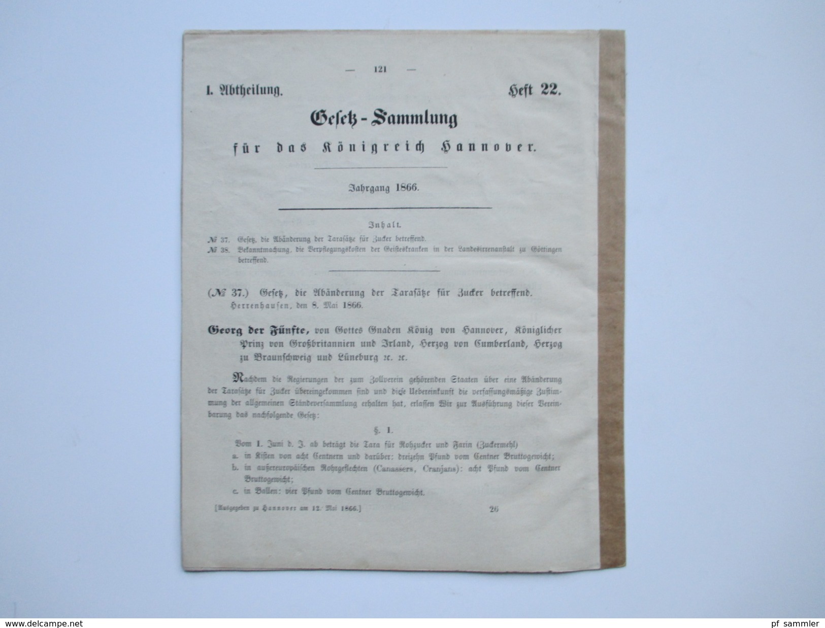 Gesetz Sammlung für das Königreich Hannover 1857 / 1866. Königl. Hannoversches Finanz Ministerium