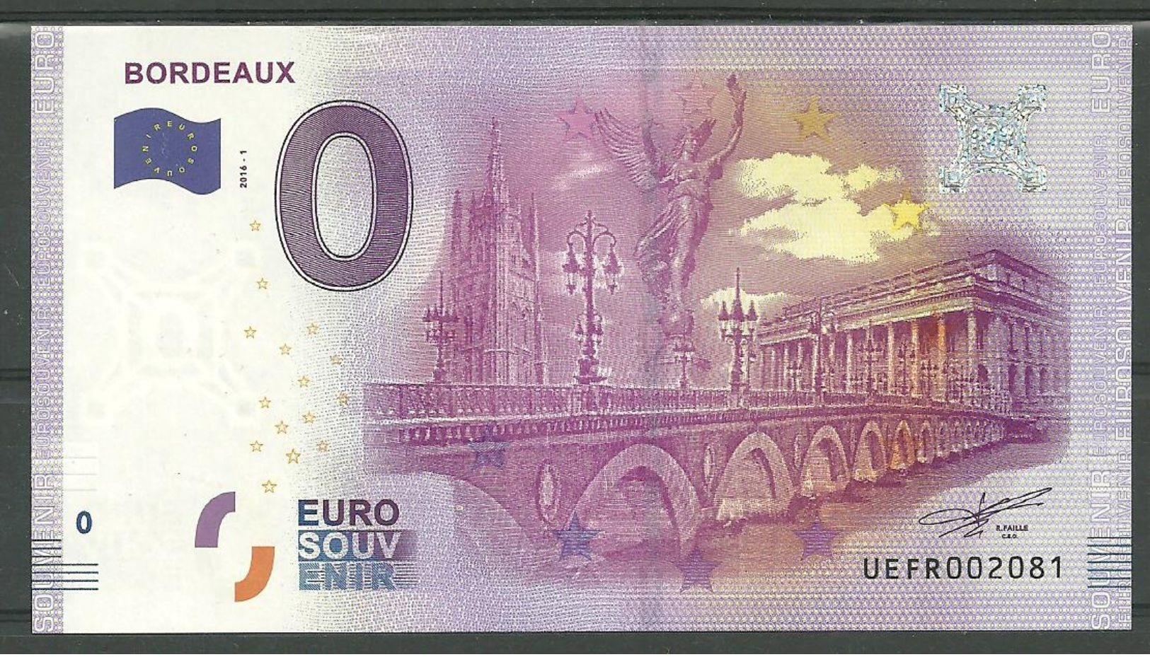 Billet Touristique 0 Euro 2016  BORDEAUX  épuisé - Essais Privés / Non-officiels