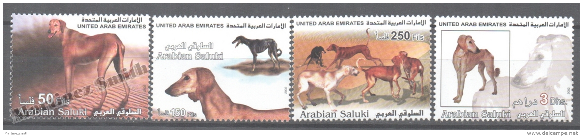 United Arab Emirates - Émirats Arabes Unis 2002 Yvert 661-64, Fauna, Arabian Saluki Dog - MNH - United Arab Emirates (General)