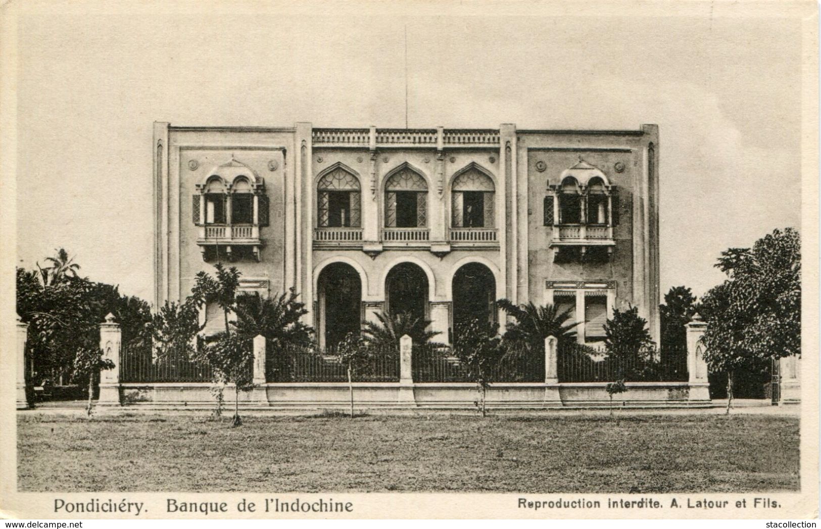 PEU COMMUNE A VOIR ! PONDICHERY 1937 LA BANQUE DE L'INDOCHINE THEMES ASIE BANQUES - India