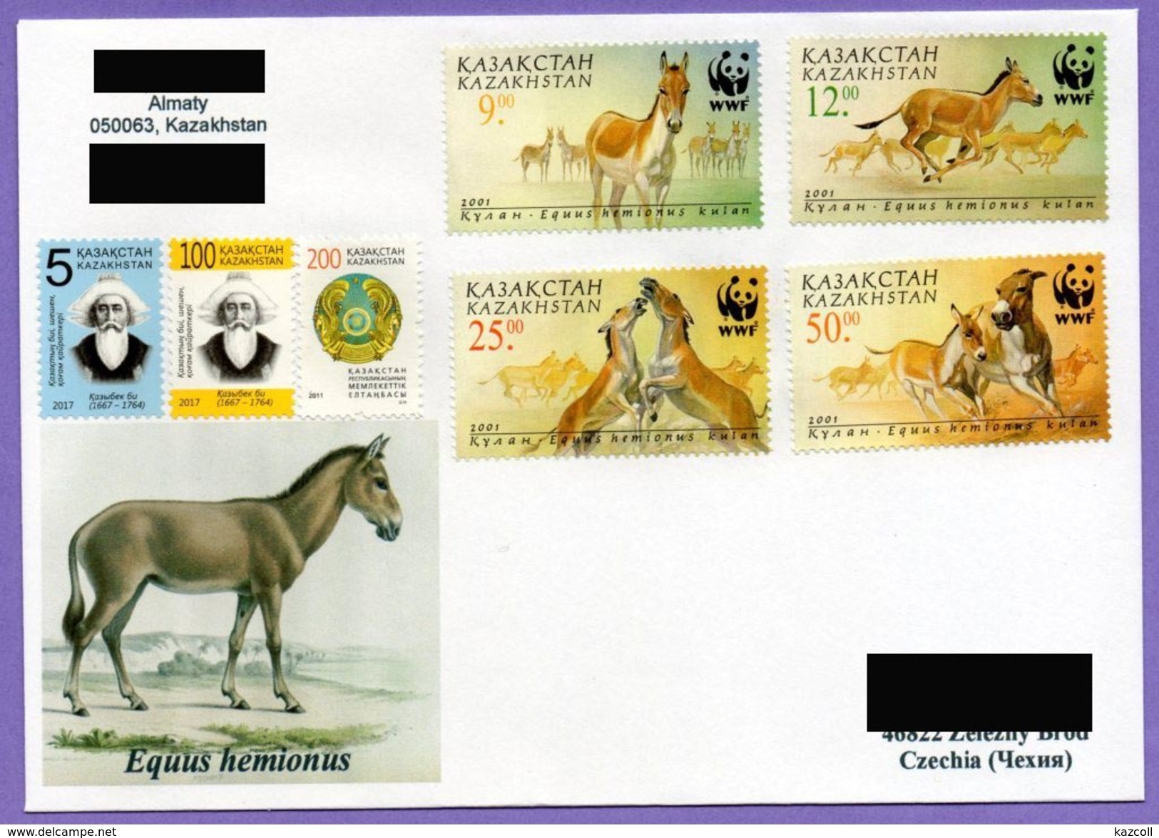 Kazakhstan 2001.  Equus Hemionus. Kulan. WWF. Fauna. Animals. A Letter To Your Address. - Kazakhstan