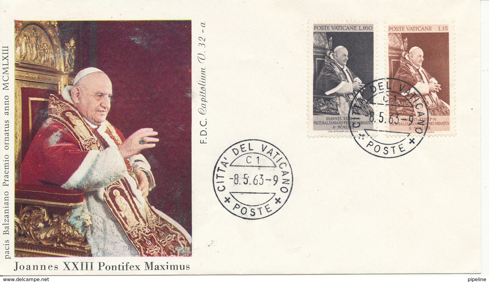 Vatican FDC 8-5-1963 Pope Johannes XXIII Complete Set Of 2 With Cachet - FDC