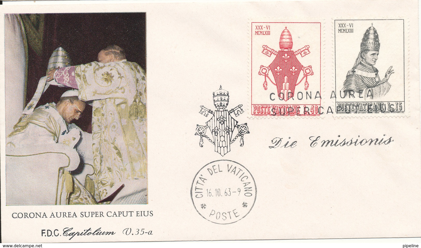 Vatican FDC 16-10-1963 Pope Paulus VI Coronation With Cachet - FDC