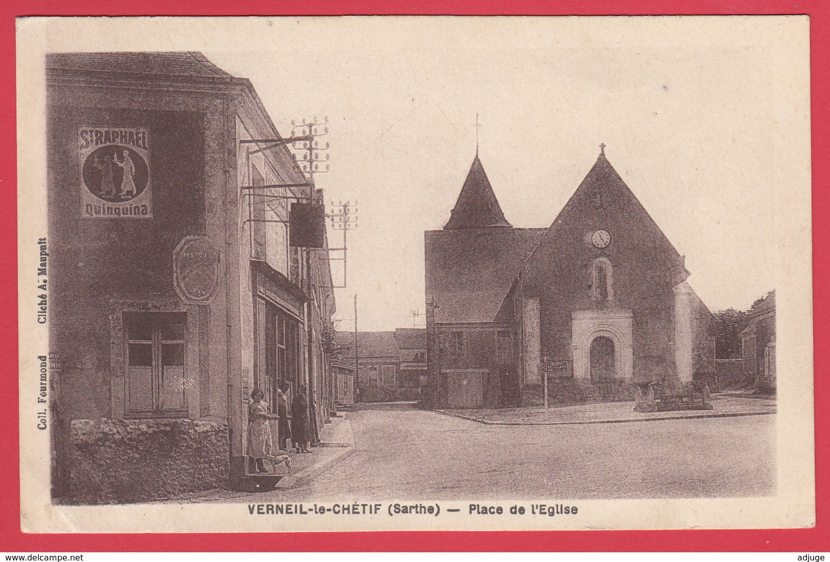 CPA * 72 * VERNEIL-le-CHÉTIF * Ann.1910  * Place De L'Eglise * Animation  ** * SCANN Rect & Verso * Inédit - Autres & Non Classés