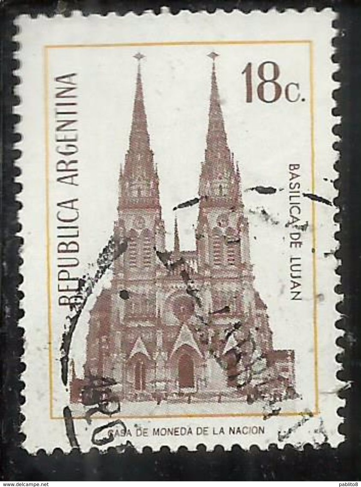 ARGENTINA 1970 1973 Lujan Basilica 18p USATO USED OBLITERE' - Usati