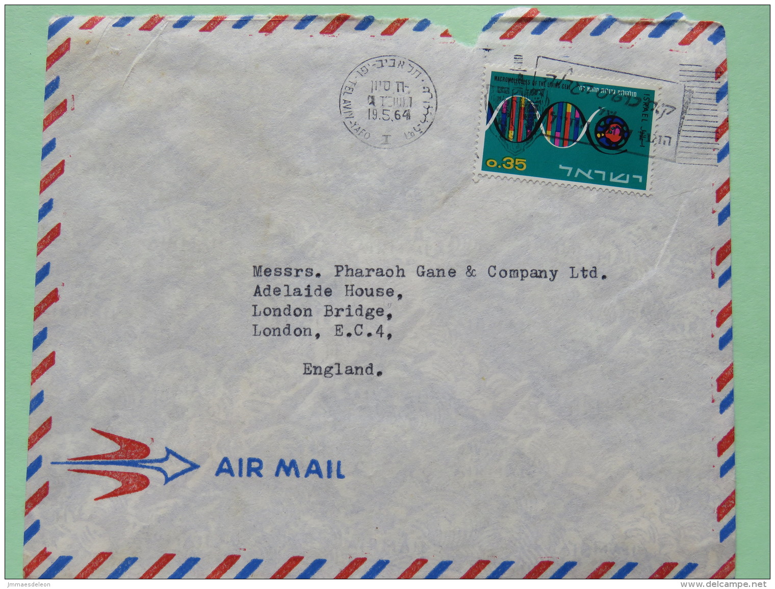 Israel 1964 Cover Tel-Aviv To England - Technology - Molecules - ADN DNA - Lettres & Documents