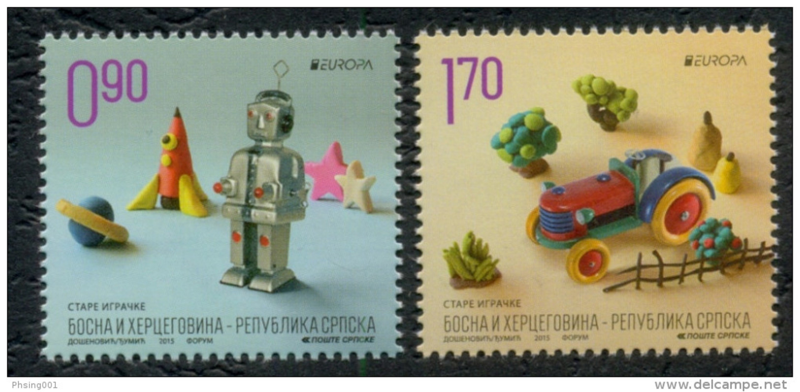 Bosnia Serbia 2015 Europa CEPT, Old Toys, Robot, Tractor, Set MNH - 2015