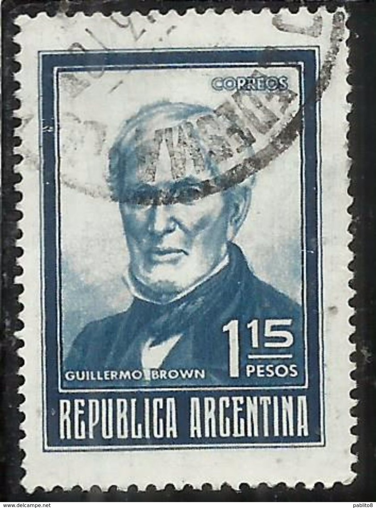 ARGENTINA 1970 1973 1971 GUILLERMO BROWN 1.15p USATO USED OBLITERE' - Usati