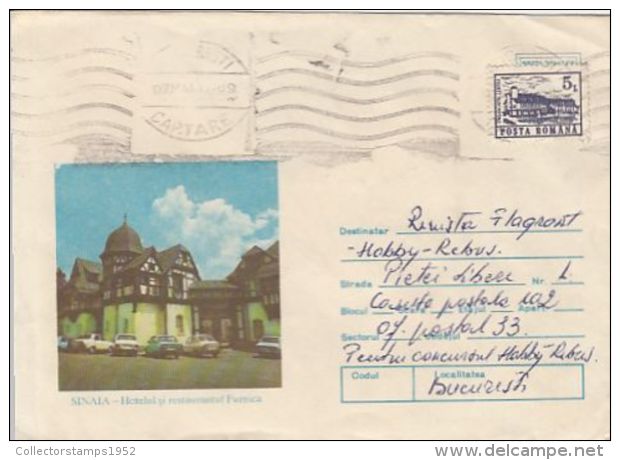 64330- SINAIA FURNICA HOTEL RESTAURANT, TOURISM, COVER STATIONERY, 1993, ROMANIA - Hotel- & Gaststättengewerbe