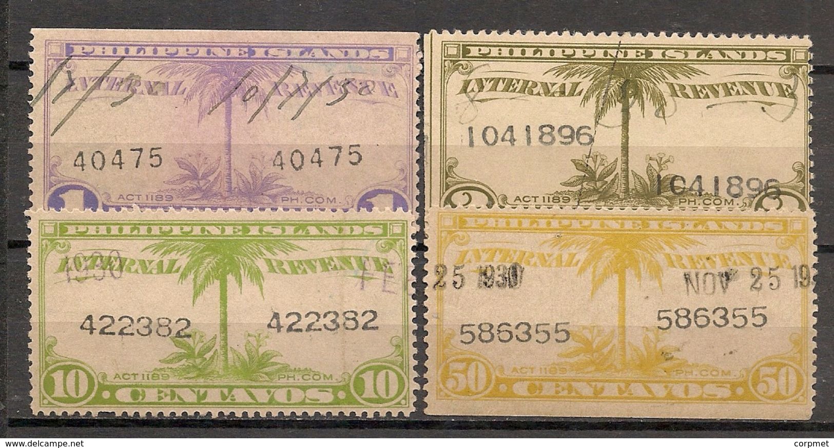 PHILIPPINE ISLANDS -  INTERNAL  REVENUE ACT 1189 - PH. COM.   11-2-10-50 C- USED -  10c Vertical Crease - Filippijnen