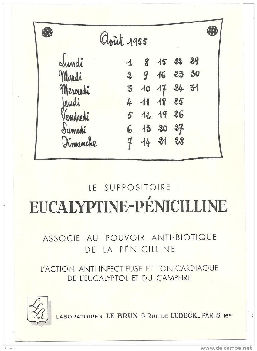 CALENDRIER .. AOUT 1955...   BARBEROUSSE..... ....FORMAT ;  190 X 230 Mm.....TBE.....  SCAN.... PUBLICITE - Barberousse