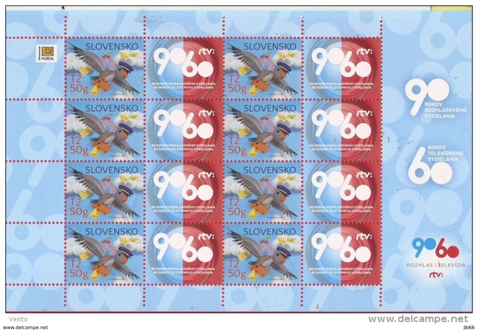 Slovaquie 2016 Feuillet De 8 Timbres Et 8 Coupons Philatélie Jeunesse Pigeon Voyageur Facteur - Blocks & Sheetlets